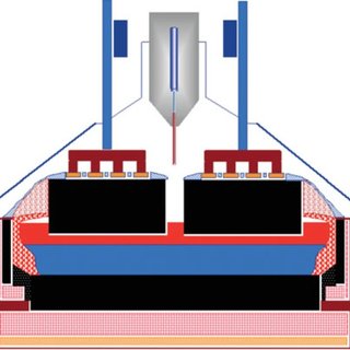Schematic drawing of an aluminum electrolysis cell.